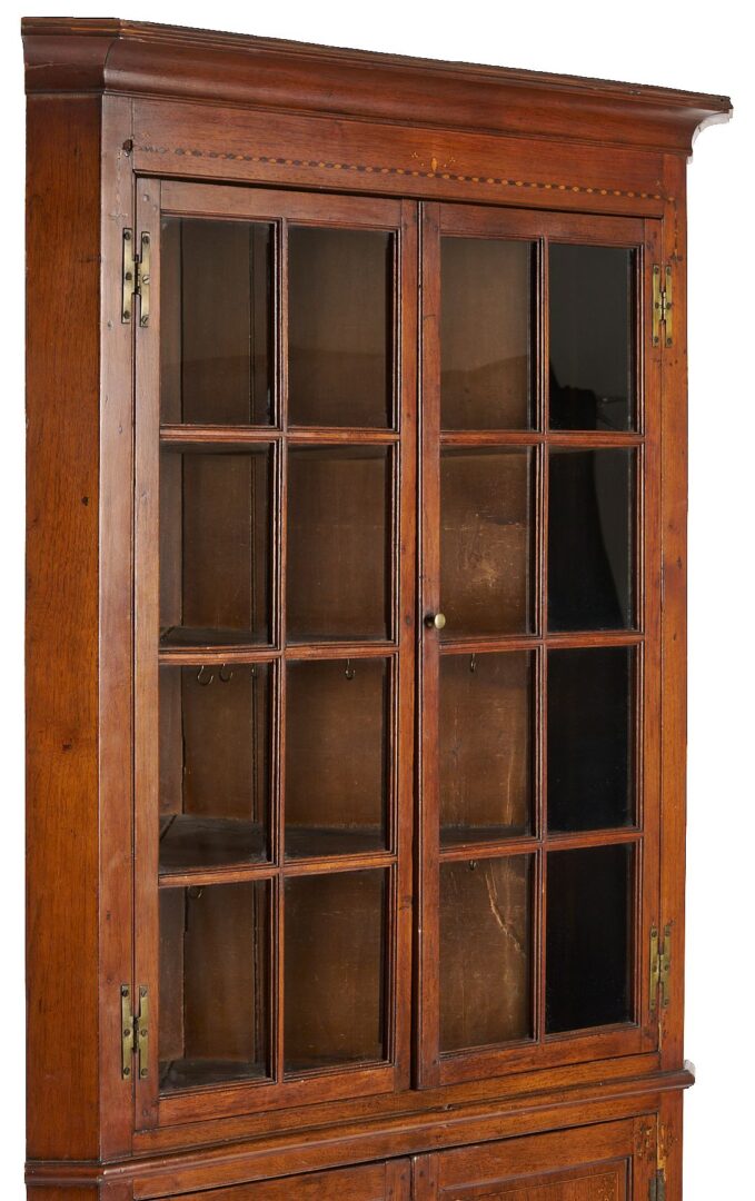 Lot 195: Southern Walnut Inlaid Corner Cupboard