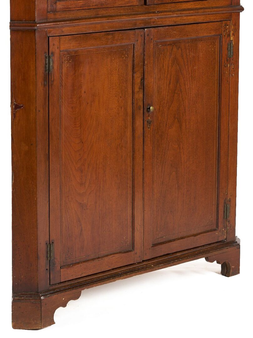 Lot 195: Southern Walnut Inlaid Corner Cupboard