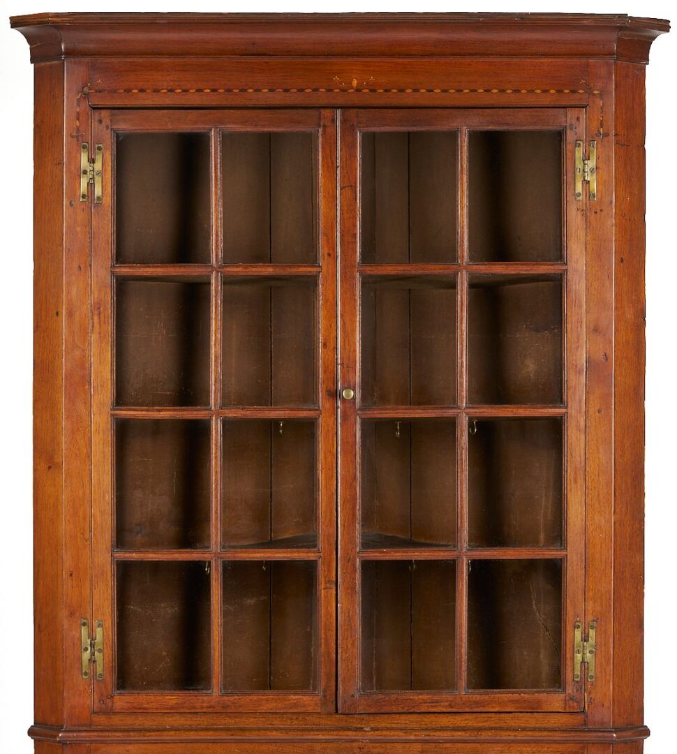 Lot 195: Southern Walnut Inlaid Corner Cupboard