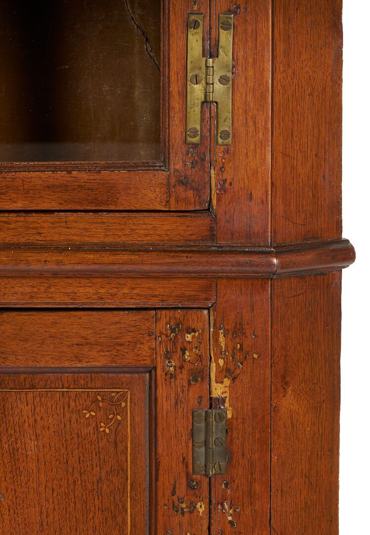 Lot 195: Southern Walnut Inlaid Corner Cupboard