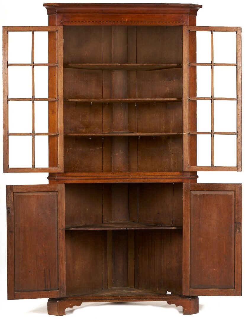 Lot 195: Southern Walnut Inlaid Corner Cupboard