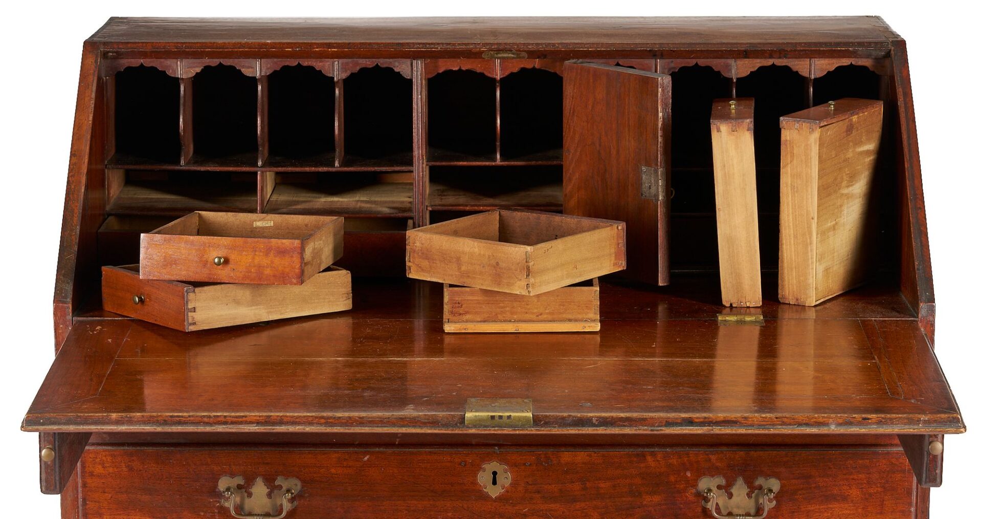 Lot 198: Southern Chippendale Walnut Slant Front Desk