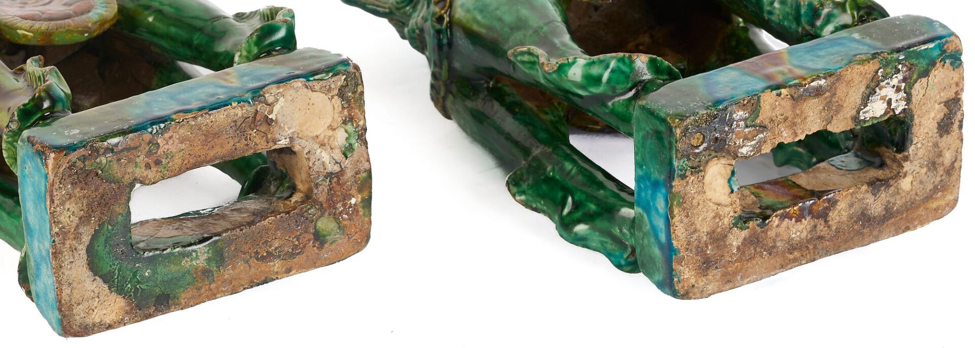 Lot 19: Pair Chinese Foo Dog Roof Tiles plus Vase and Yixing Teapot