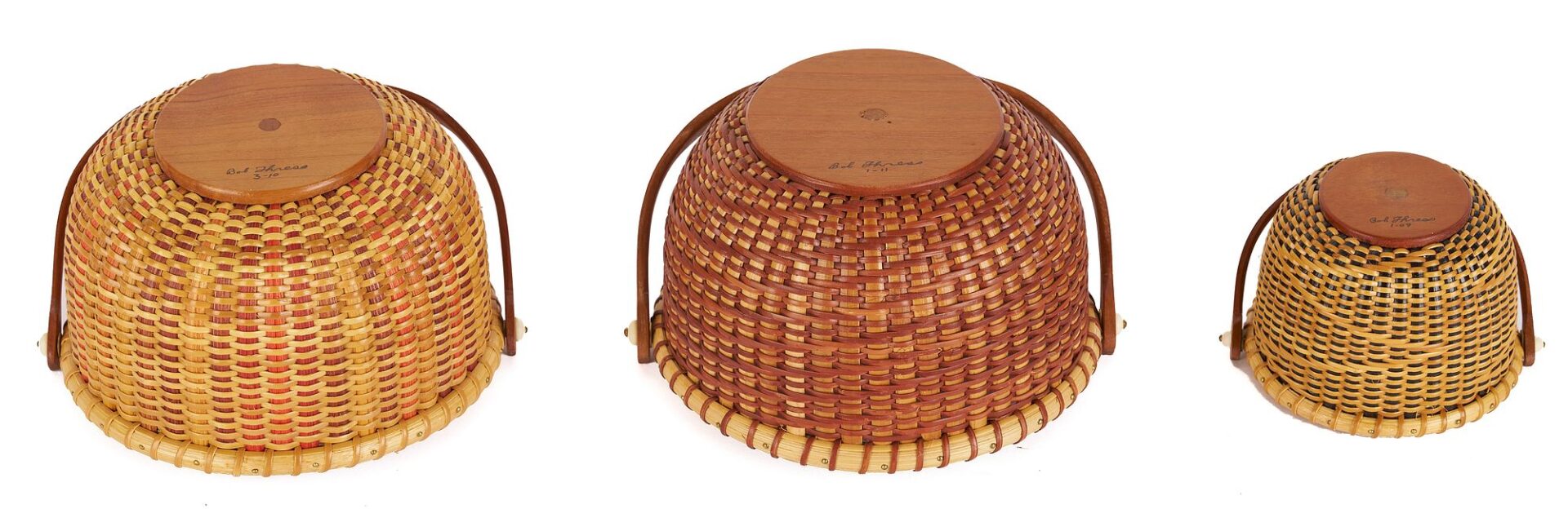 Lot 201: 6 Robert Thress Nantucket Baskets With Handles