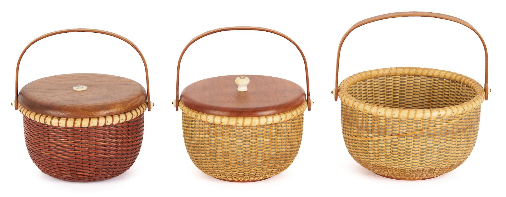 Lot 201: 6 Robert Thress Nantucket Baskets With Handles