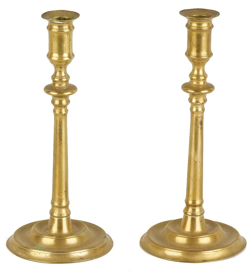 Lot 204: Collection of 12 early Brass Candlesticks