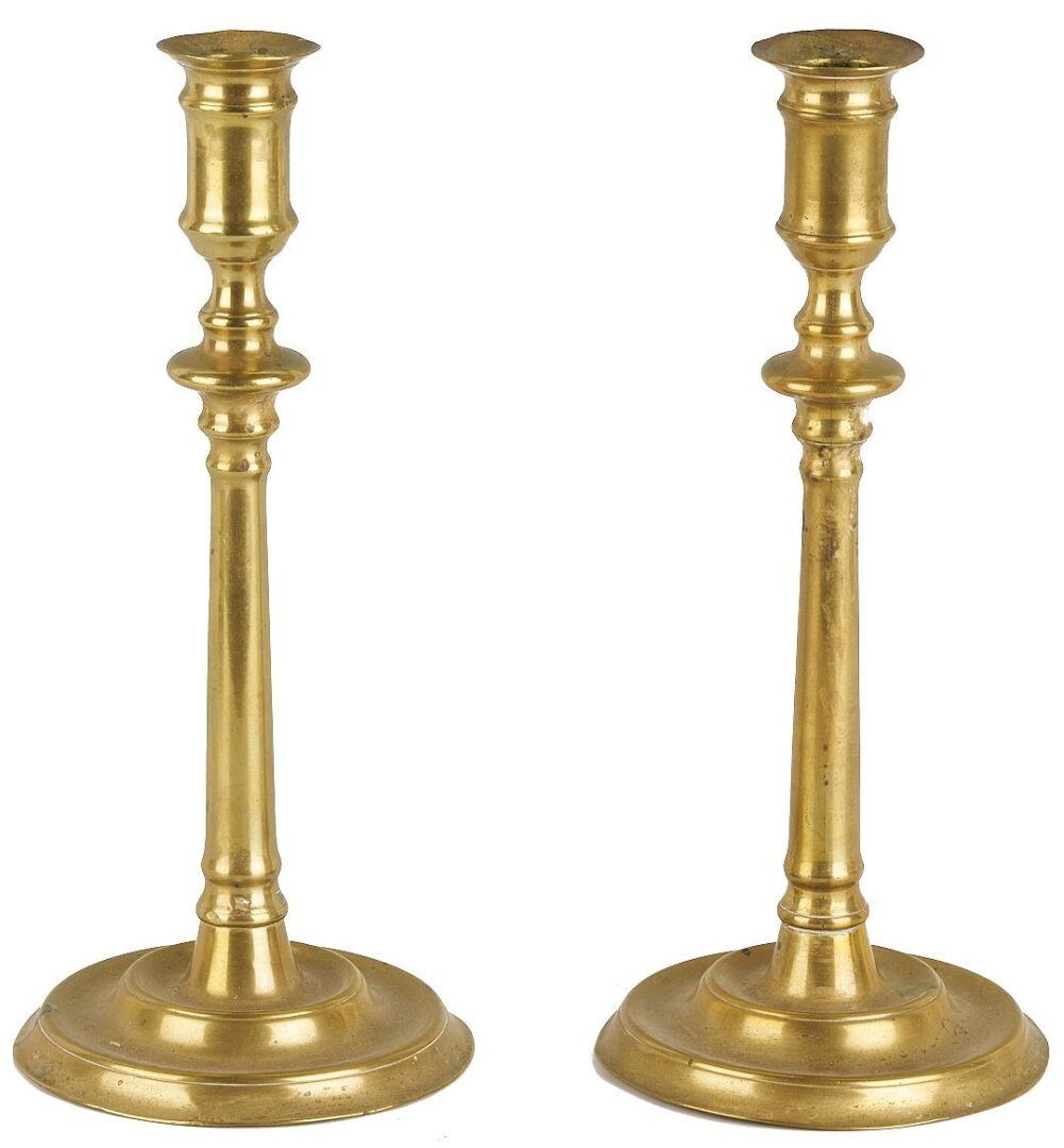 Lot 204: Collection of 12 early Brass Candlesticks