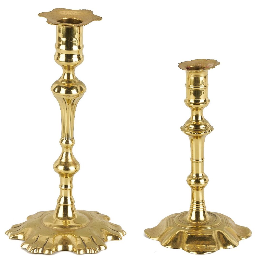 Lot 204: Collection of 12 early Brass Candlesticks