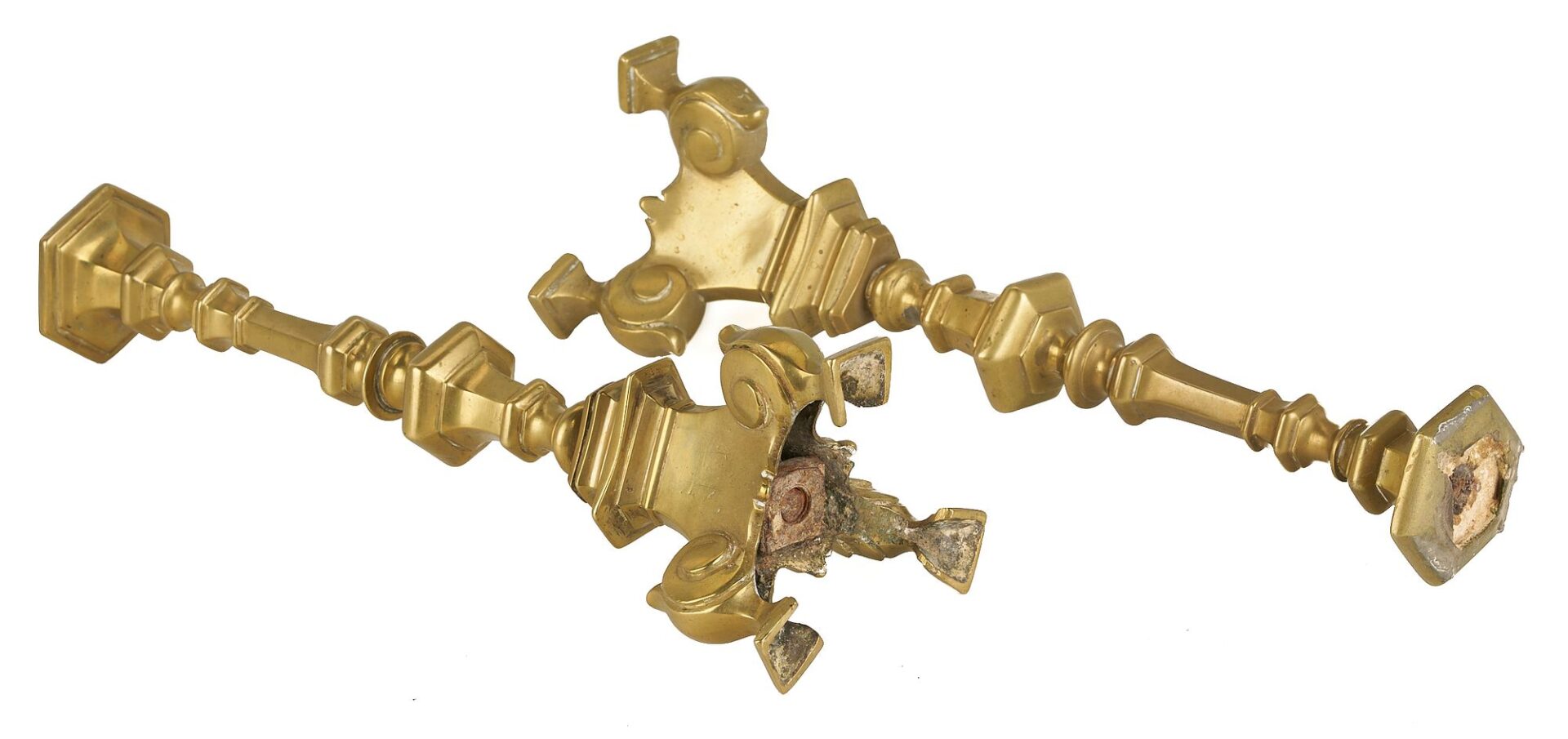 Lot 204: Collection of 12 early Brass Candlesticks