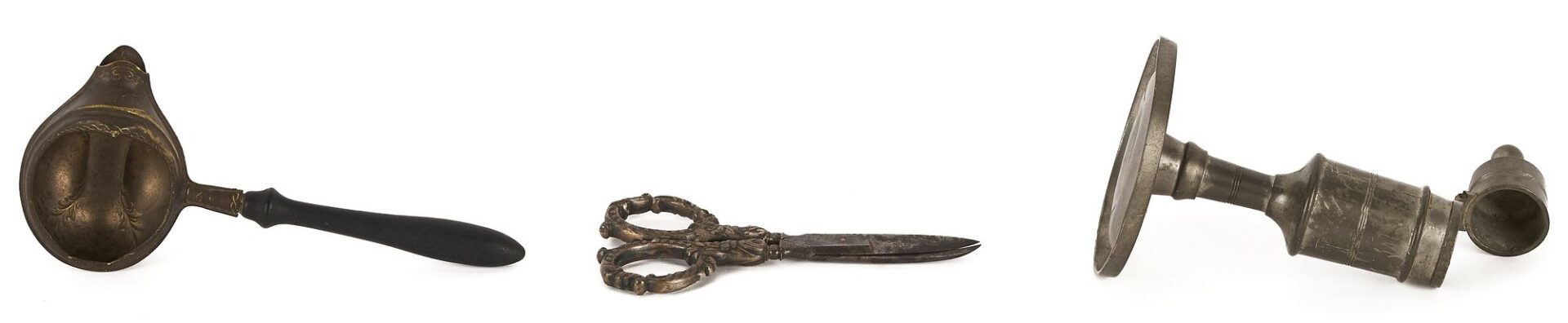 Lot 205: 4 Whaling Related Items, incl. Oil Lamp & Bone Pie Crimper