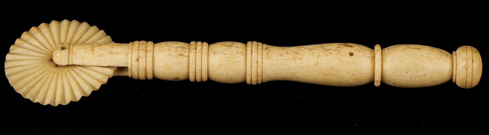 Lot 205: 4 Whaling Related Items, incl. Oil Lamp & Bone Pie Crimper