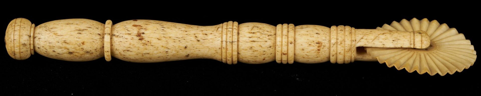 Lot 205: 4 Whaling Related Items, incl. Oil Lamp & Bone Pie Crimper