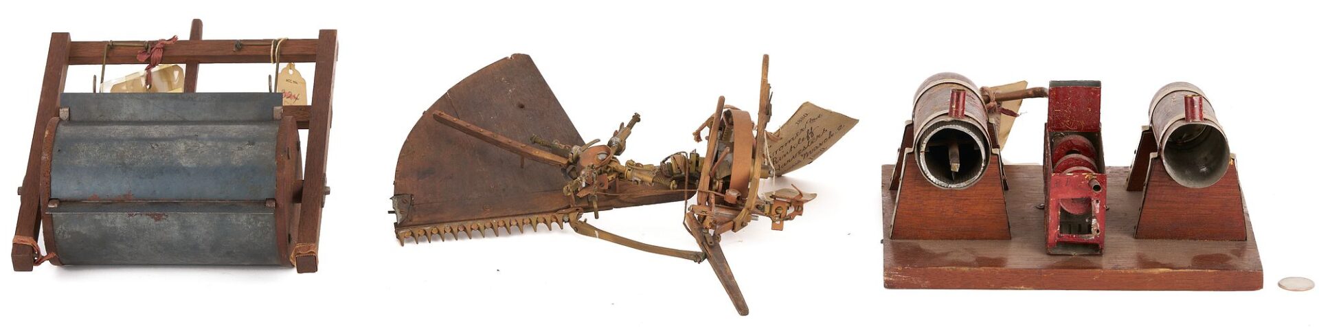 Lot 206: 3 US Patent Models: Grain Dryer 1867; Stalk Cutter 1878; Harvester 1880