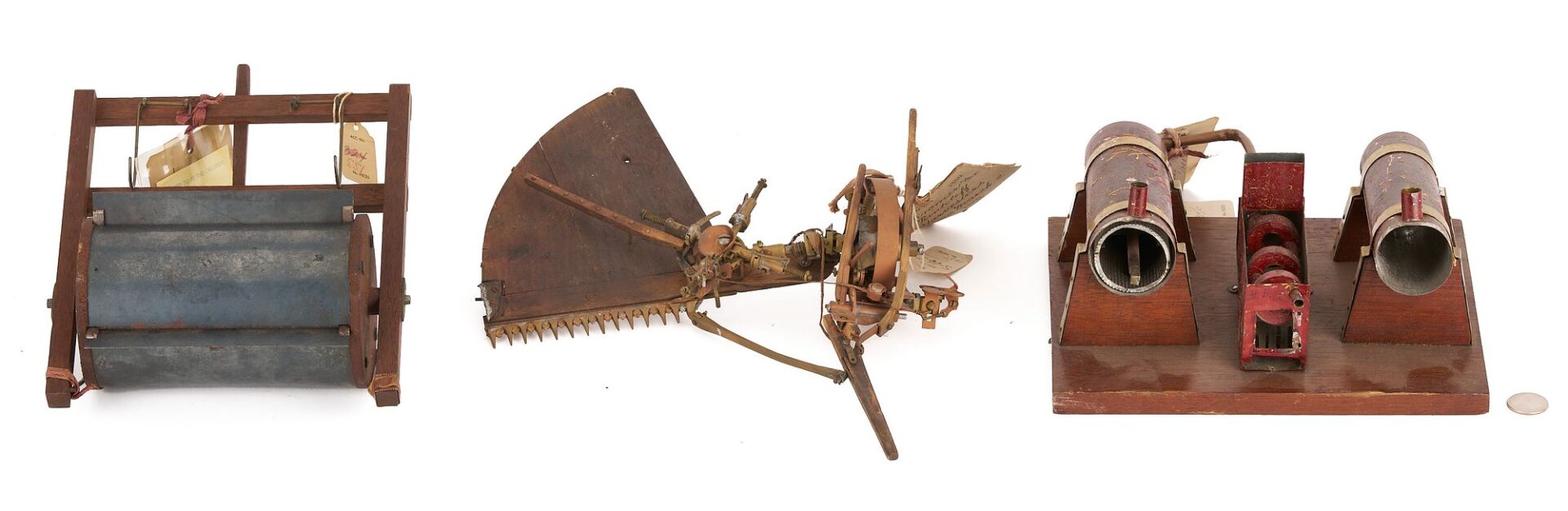 Lot 206: 3 US Patent Models: Grain Dryer 1867; Stalk Cutter 1878; Harvester 1880