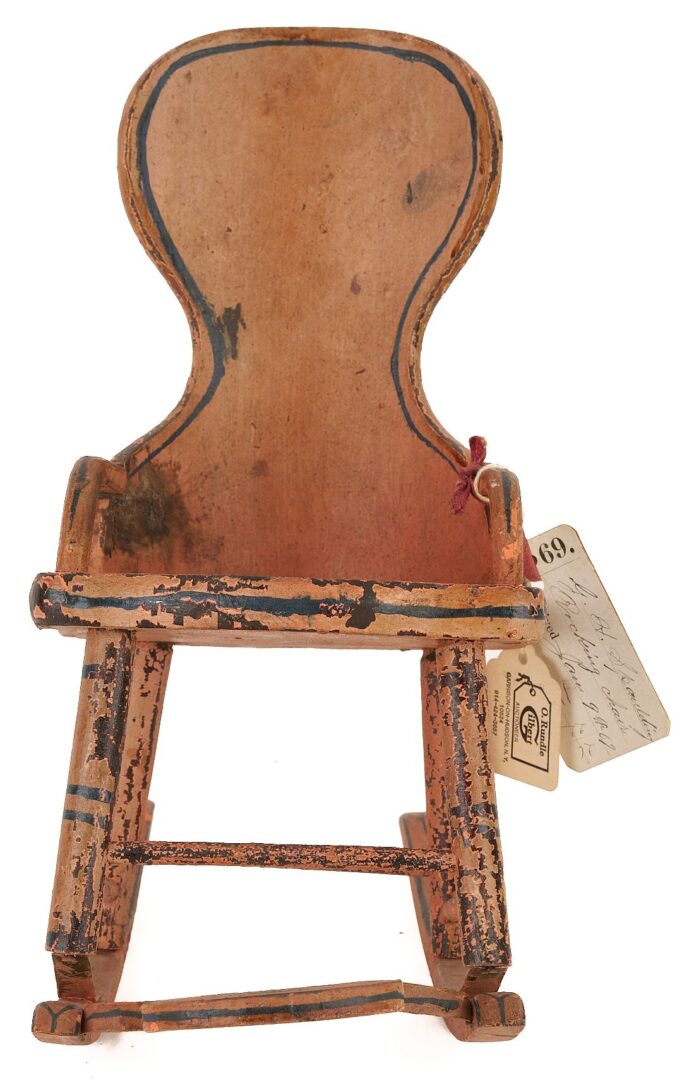 Lot 208: 19th C Patent Model Miniature Rocking Chair and Refrigerator