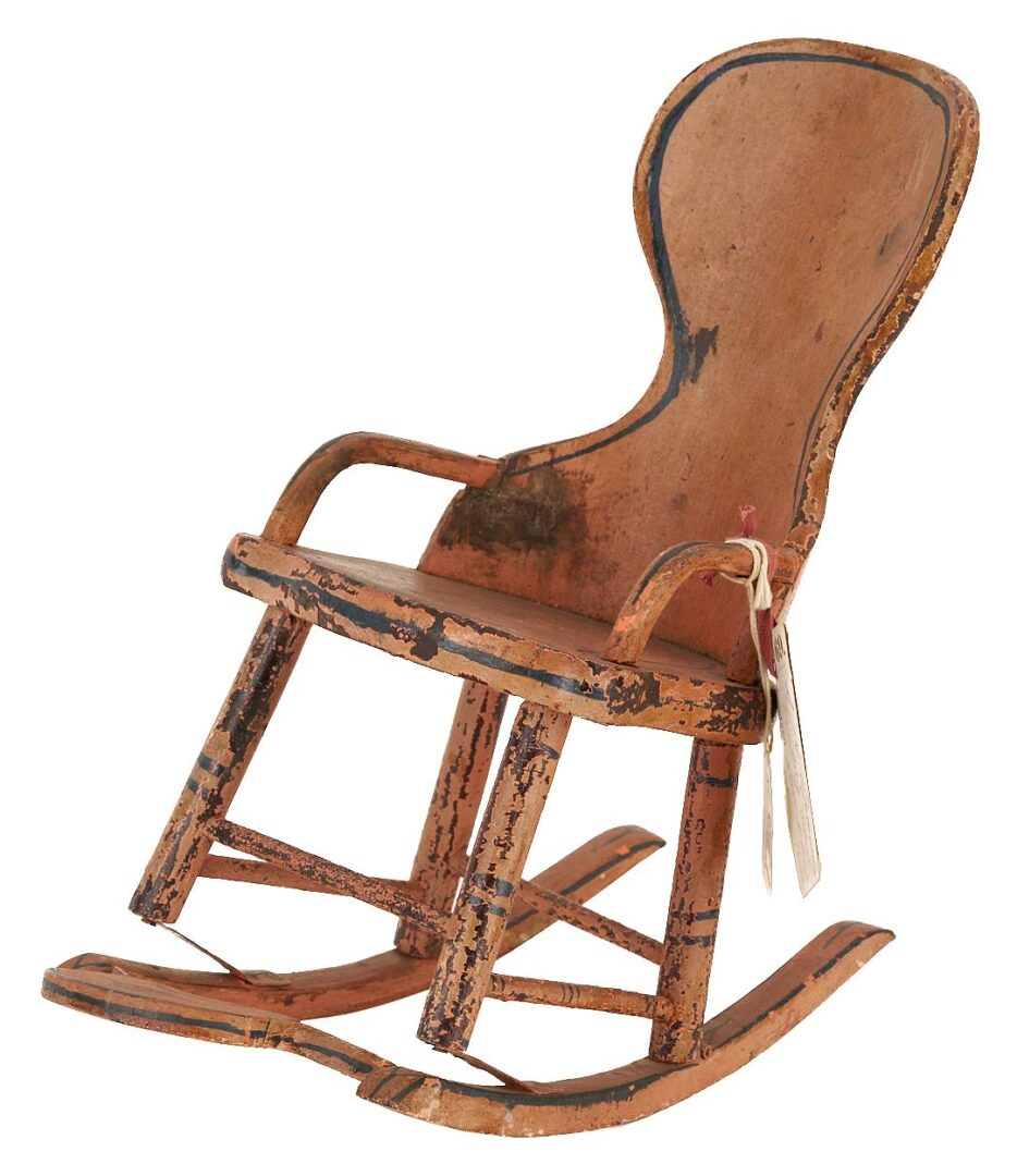 Lot 208: 19th C Patent Model Miniature Rocking Chair and Refrigerator