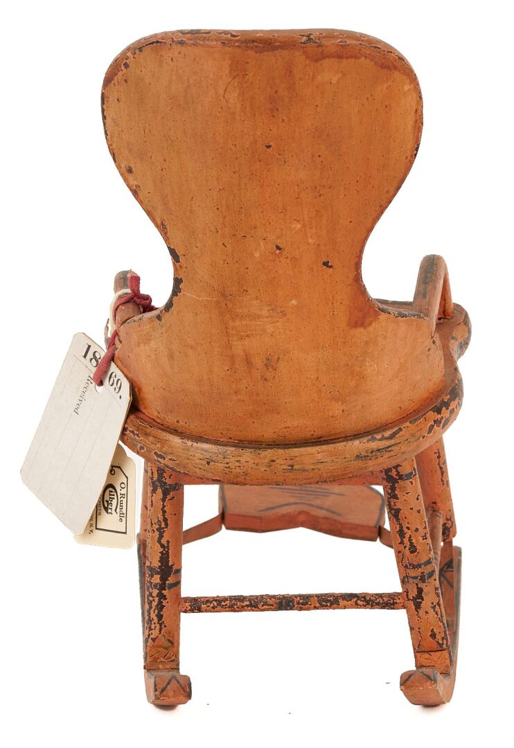 Lot 208: 19th C Patent Model Miniature Rocking Chair and Refrigerator