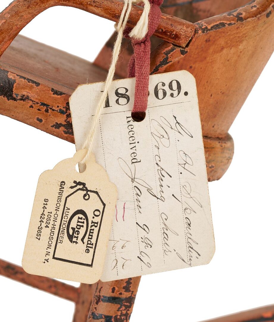 Lot 208: 19th C Patent Model Miniature Rocking Chair and Refrigerator
