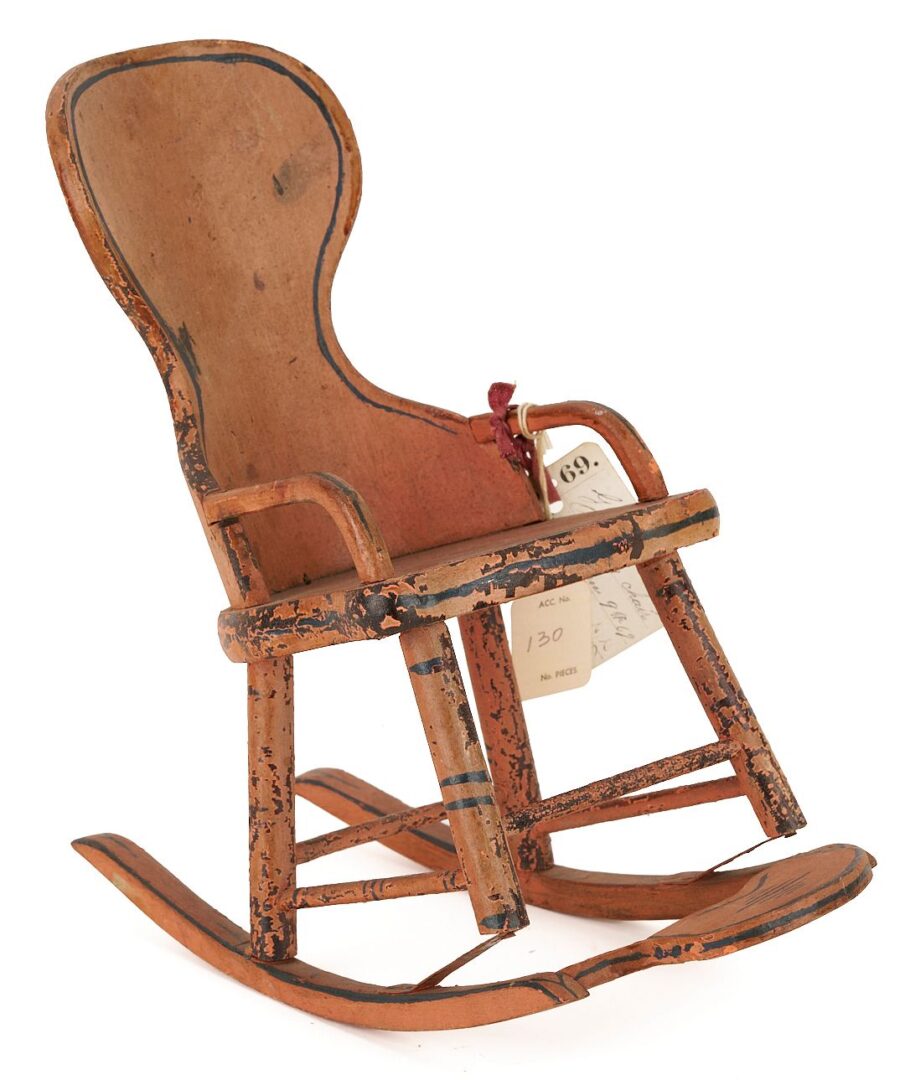 Lot 208: 19th C Patent Model Miniature Rocking Chair and Refrigerator
