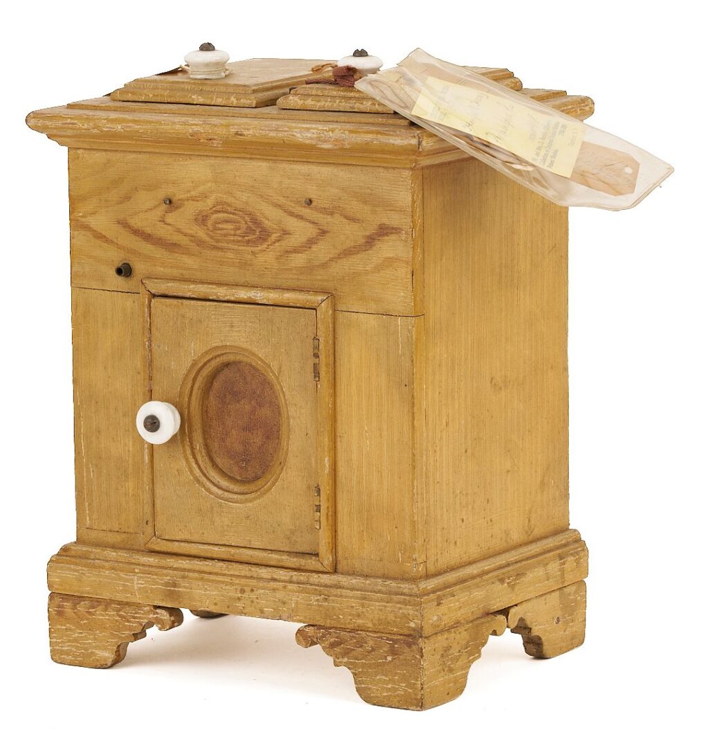 Lot 208: 19th C Patent Model Miniature Rocking Chair and Refrigerator