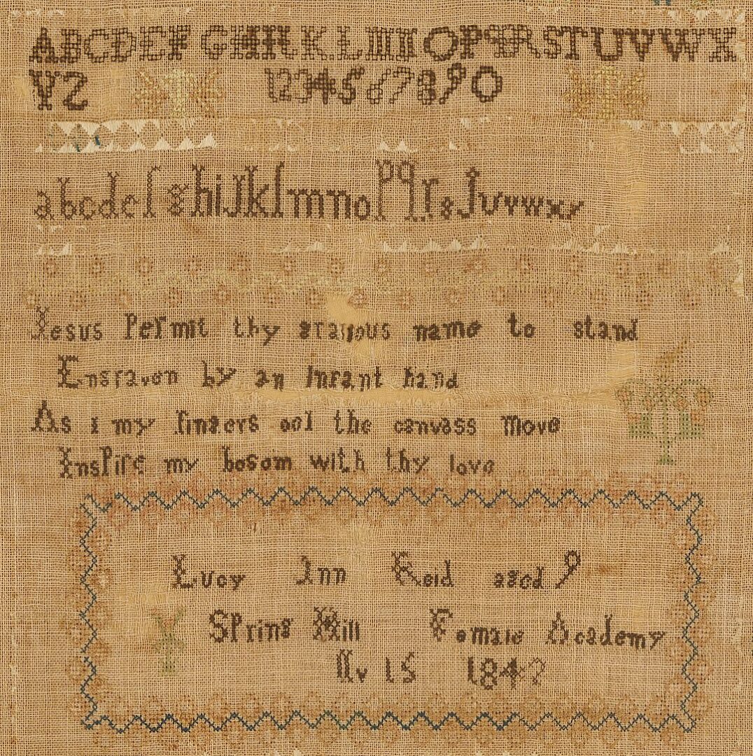 Lot 216: Spring Hill Academy Tennessee Sampler 1842