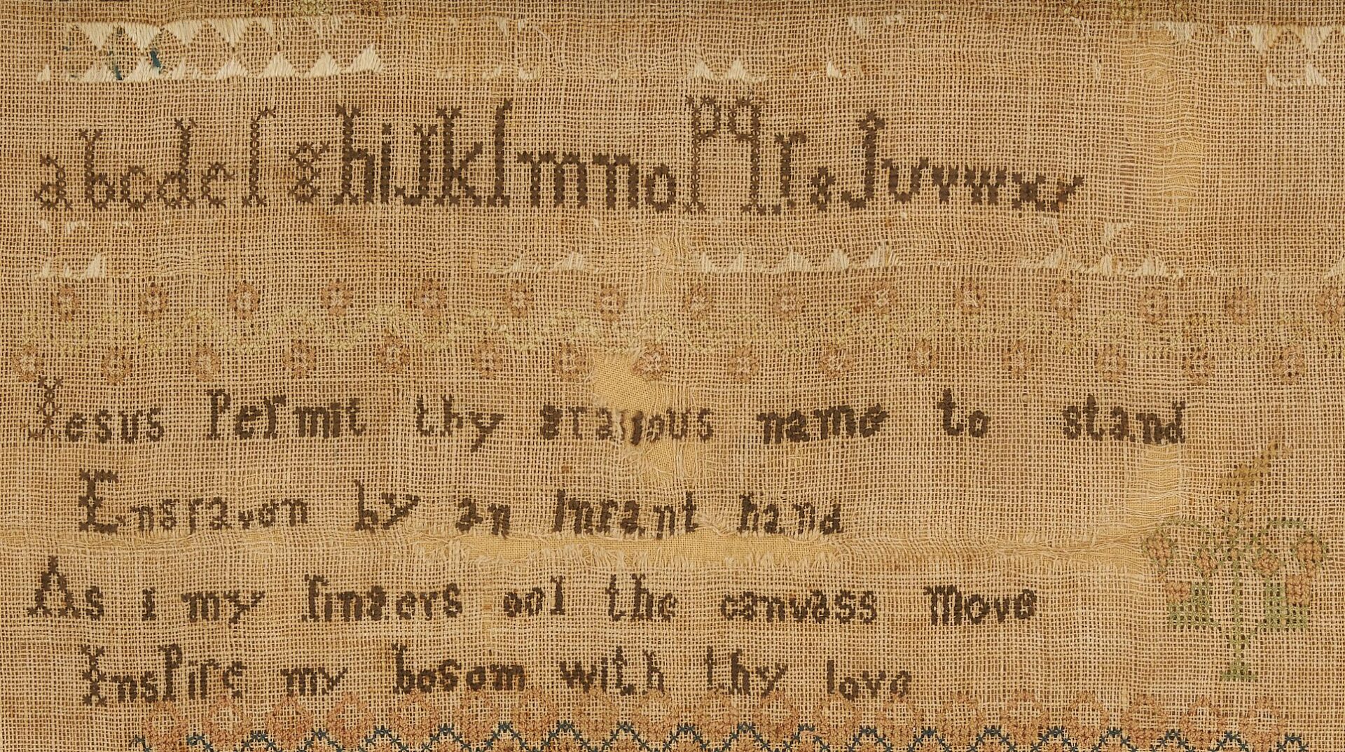 Lot 216: Spring Hill Academy Tennessee Sampler 1842