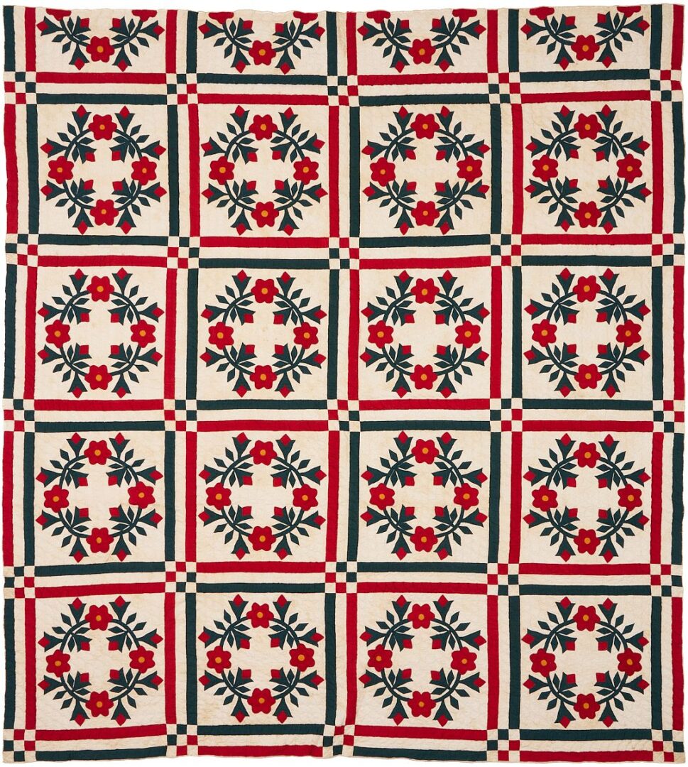 Lot 218: TN Rose Wreath Quilt, Memphis History