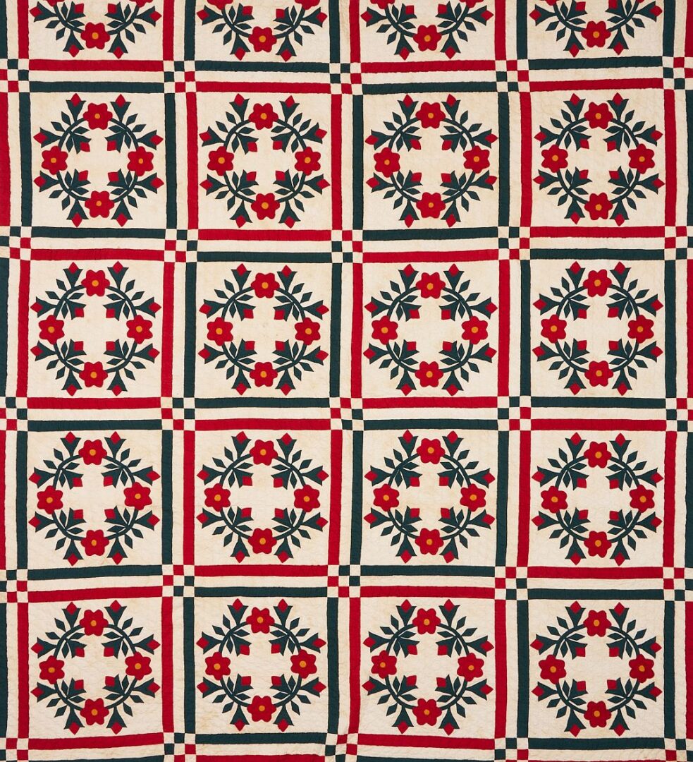 Lot 218: TN Rose Wreath Quilt, Memphis History