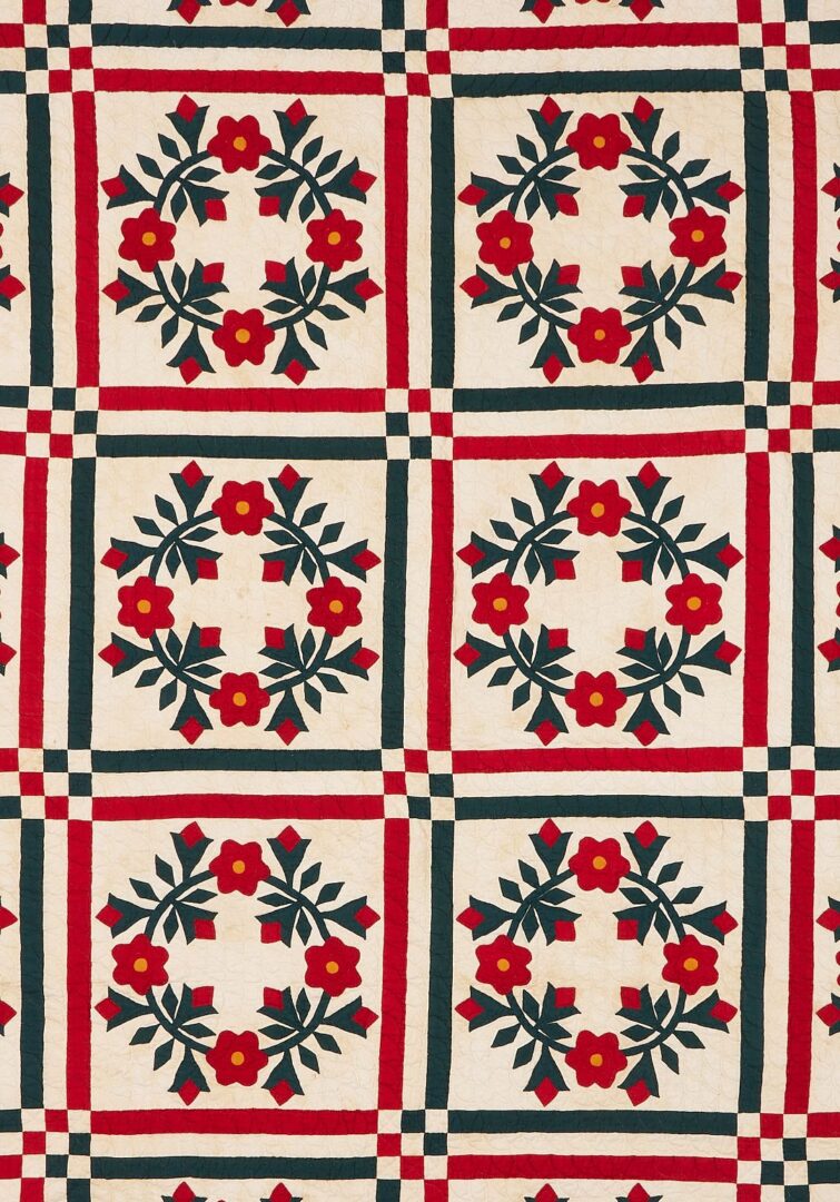 Lot 218: TN Rose Wreath Quilt, Memphis History