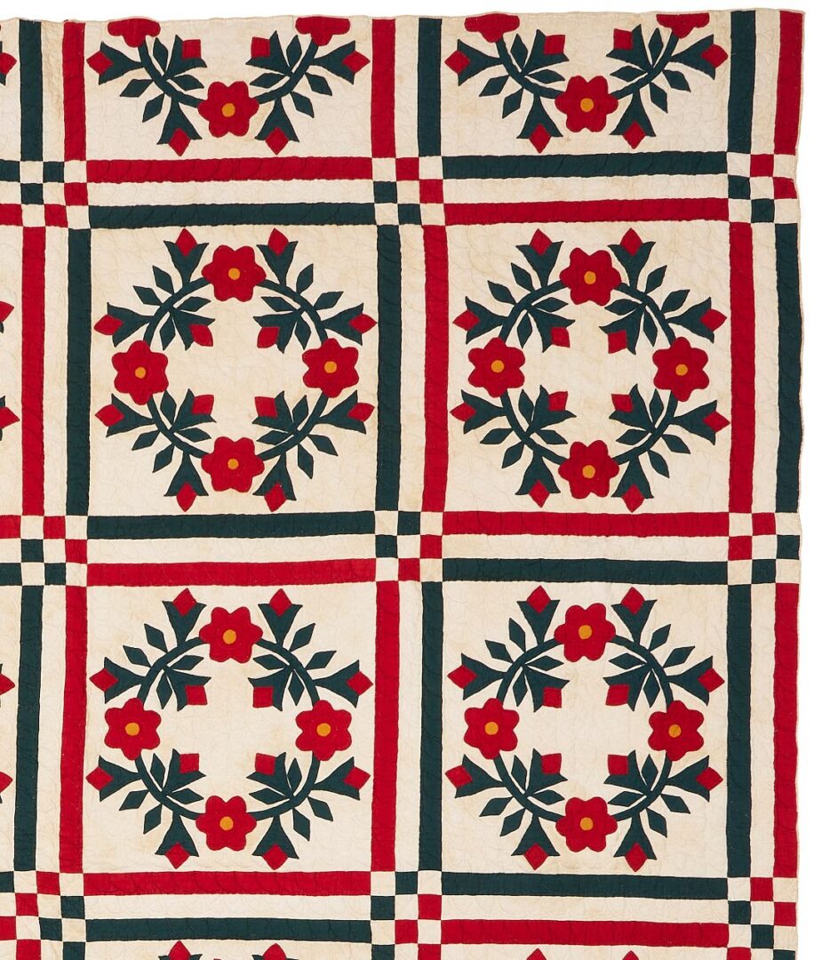 Lot 218: TN Rose Wreath Quilt, Memphis History