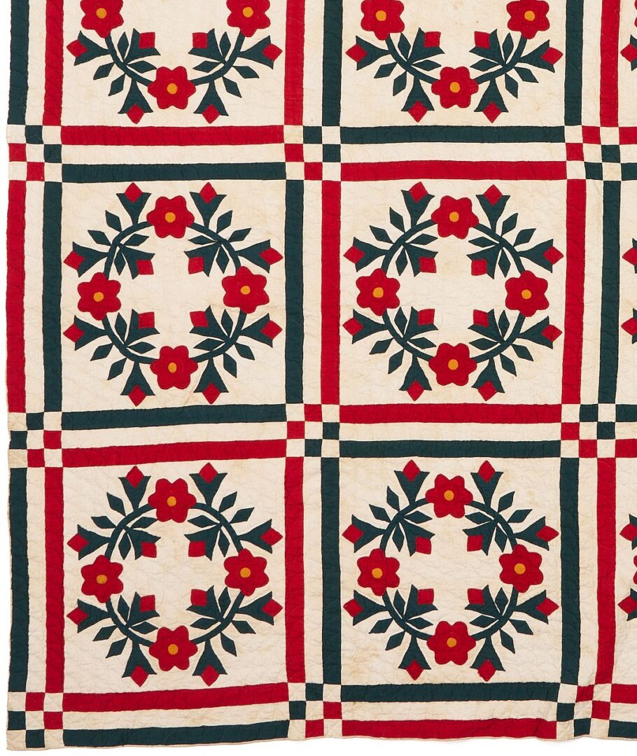 Lot 218: TN Rose Wreath Quilt, Memphis History