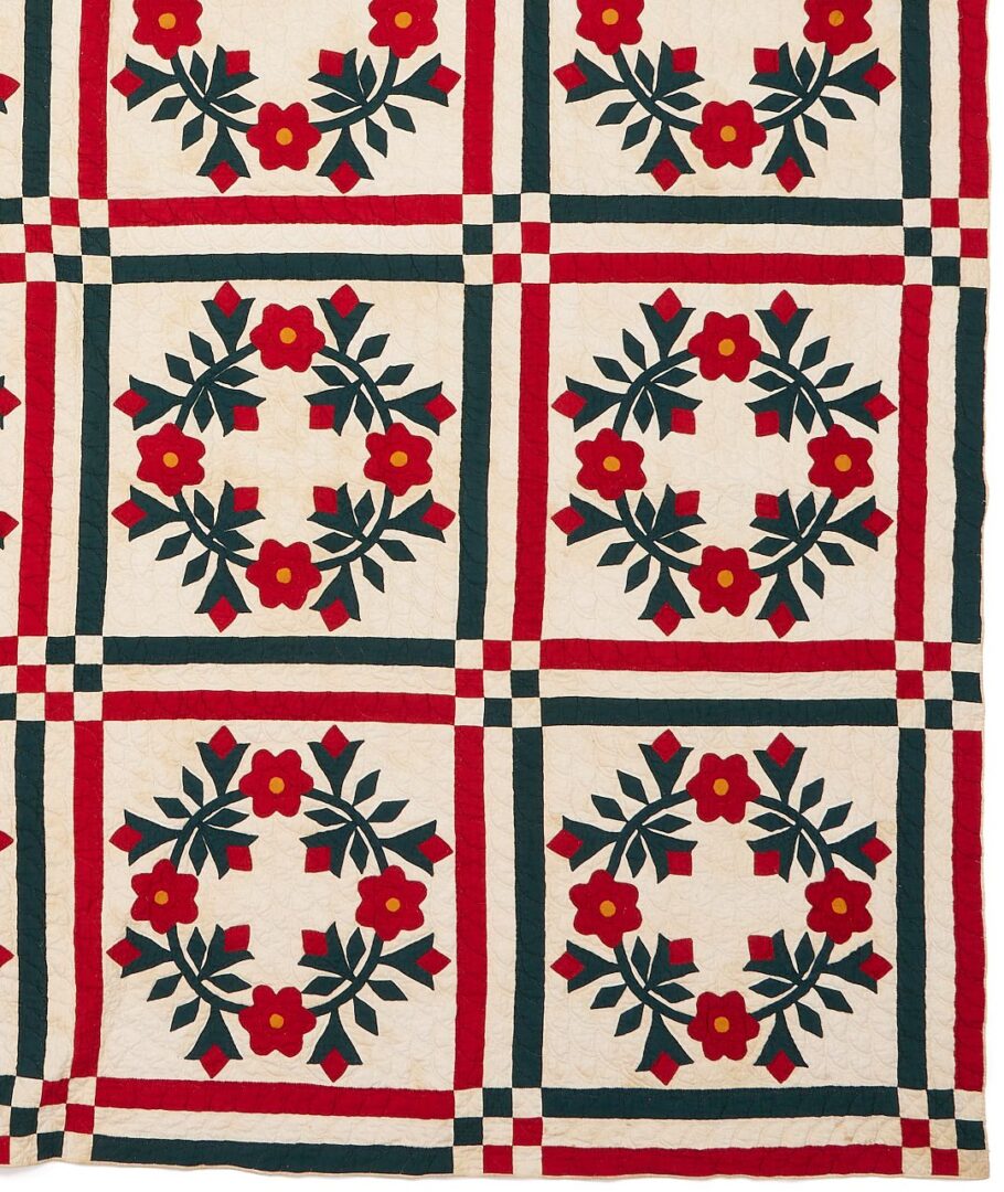 Lot 218: TN Rose Wreath Quilt, Memphis History