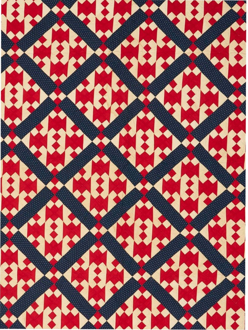 Lot 219: Middle TN Hourglass Red White & Blue Quilt