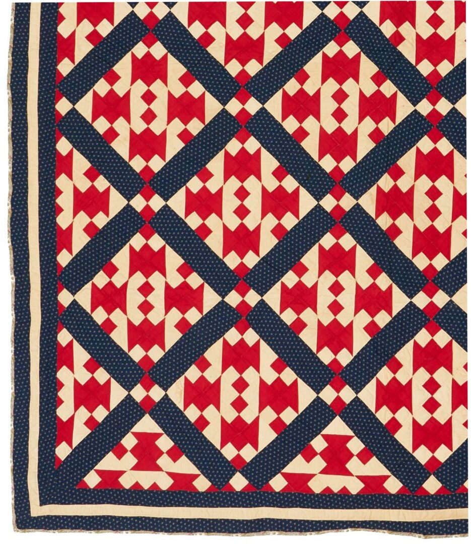 Lot 219: Middle TN Hourglass Red White & Blue Quilt