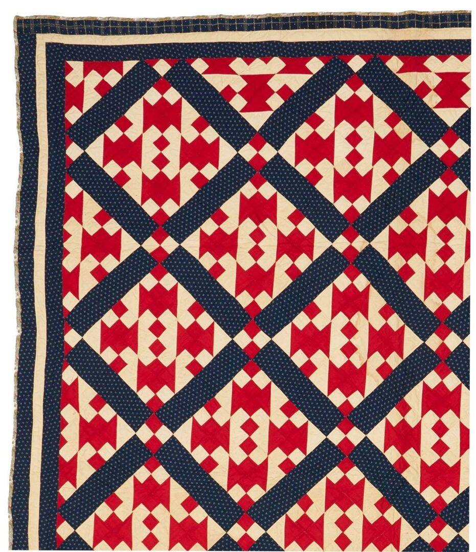 Lot 219: Middle TN Hourglass Red White & Blue Quilt