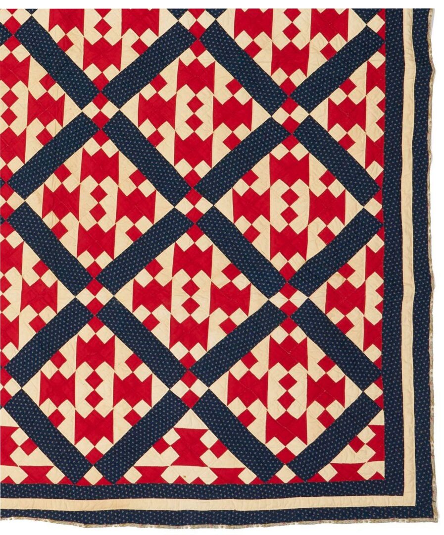 Lot 219: Middle TN Hourglass Red White & Blue Quilt