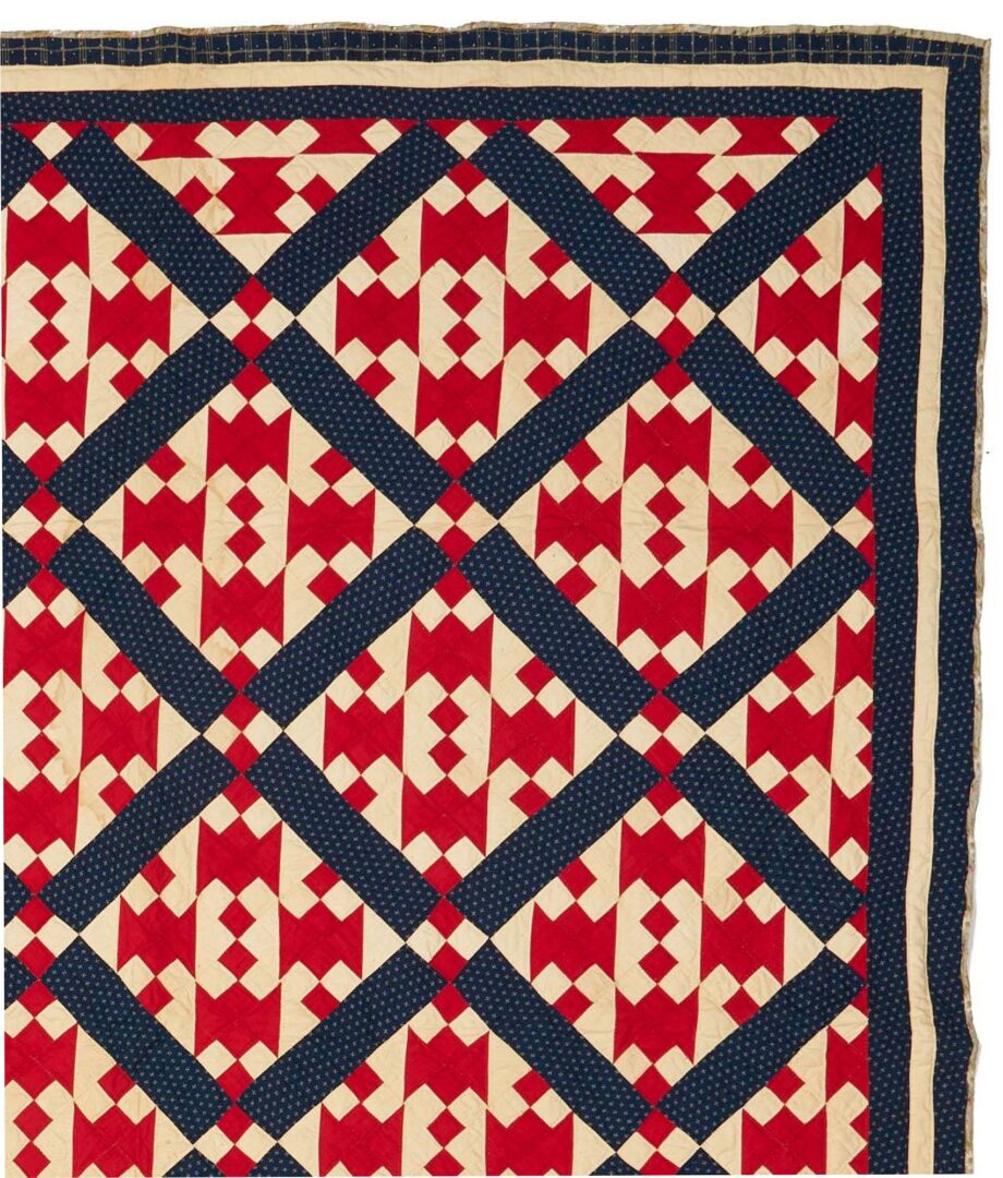 Lot 219: Middle TN Hourglass Red White & Blue Quilt