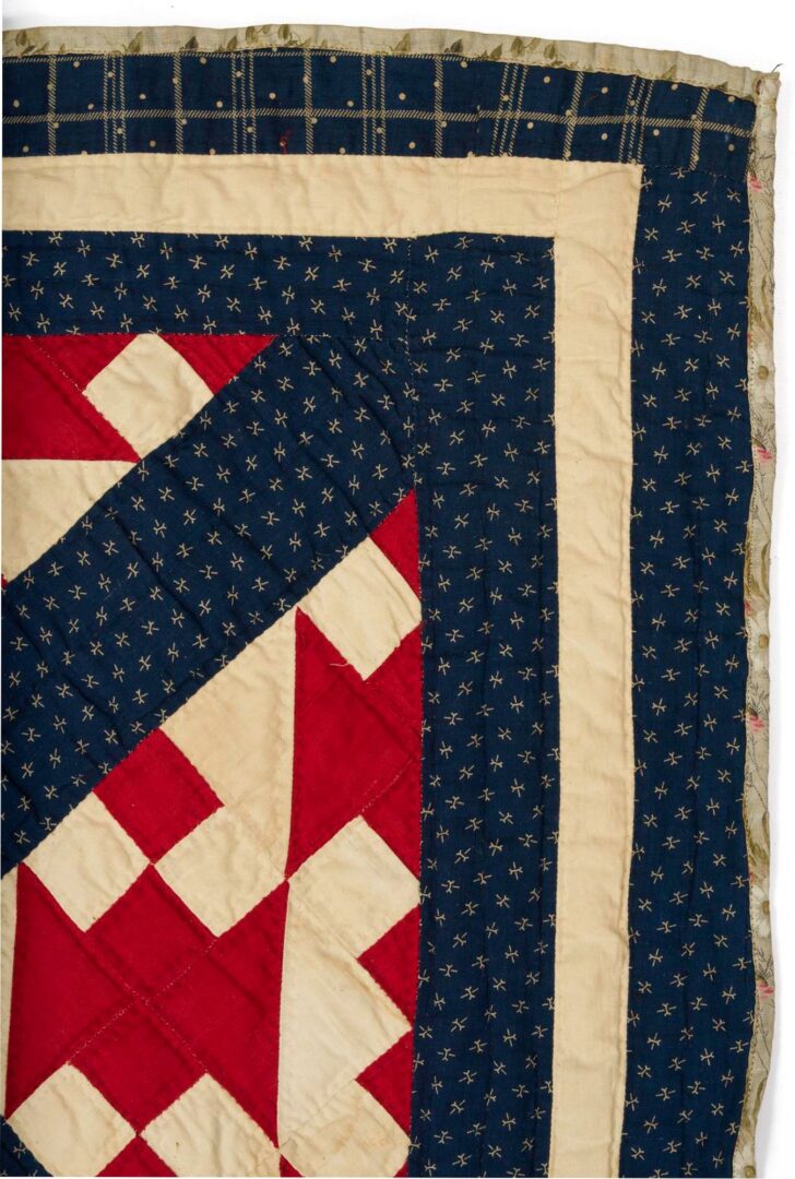 Lot 219: Middle TN Hourglass Red White & Blue Quilt
