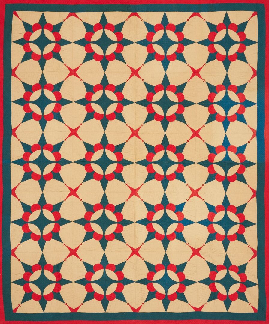 Lot 222: Southern “King David’s Crown” Pattern Quilt, Signed and Dated