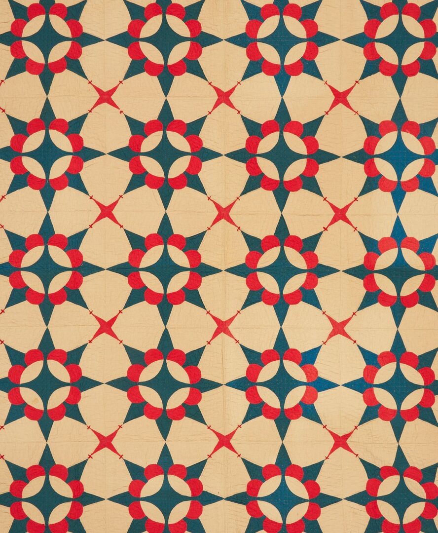 Lot 222: Southern “King David’s Crown” Pattern Quilt, Signed and Dated