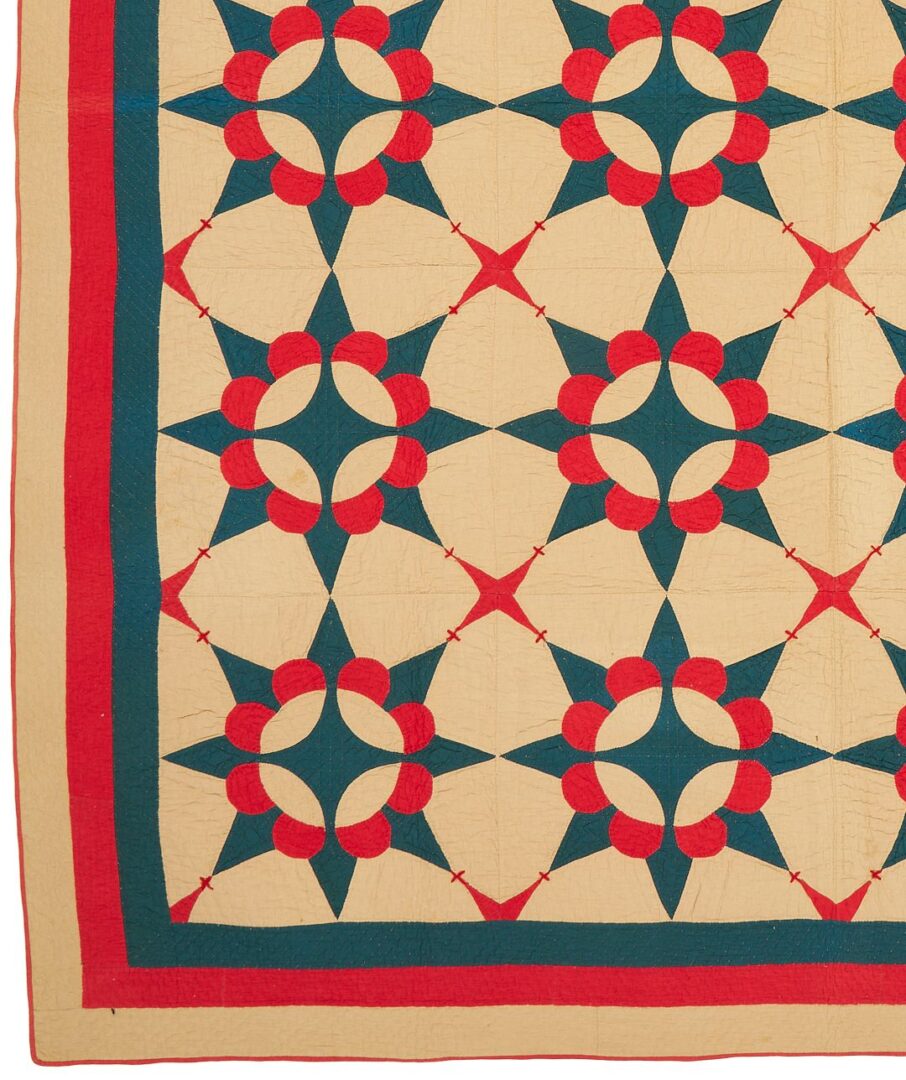 Lot 222: Southern “King David’s Crown” Pattern Quilt, Signed and Dated
