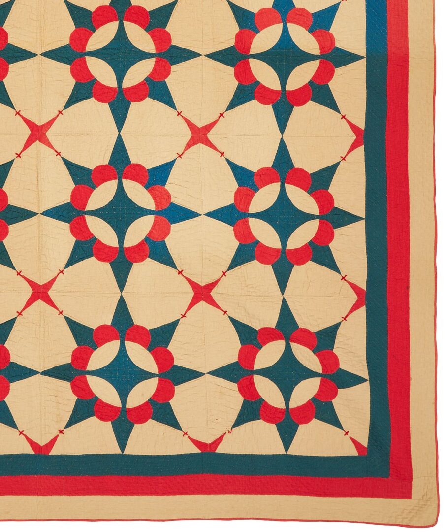 Lot 222: Southern “King David’s Crown” Pattern Quilt, Signed and Dated