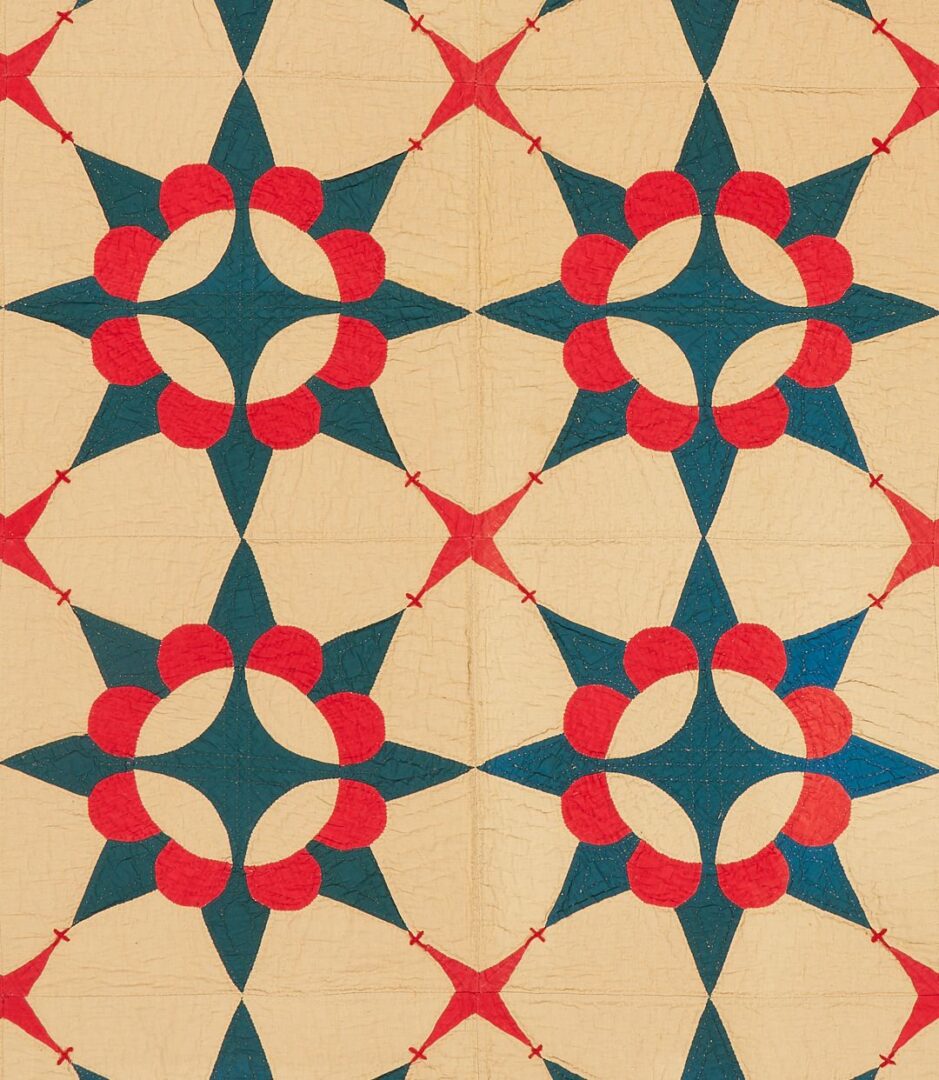 Lot 222: Southern “King David’s Crown” Pattern Quilt, Signed and Dated