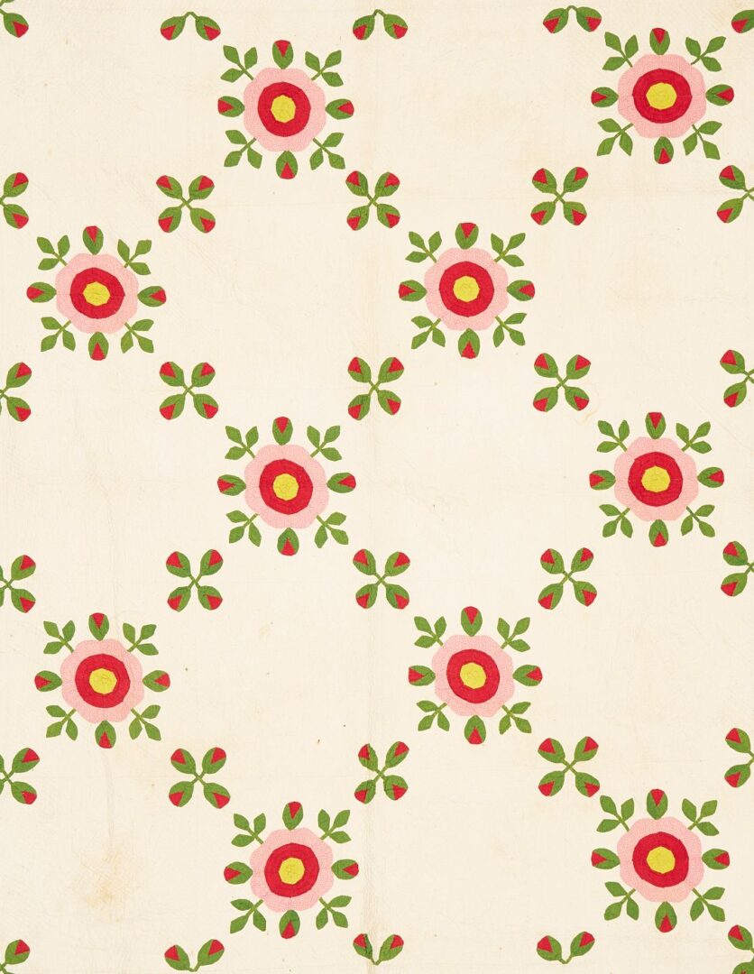 Lot 223: Antique Southern Quilt, Whig Rose c. 1860