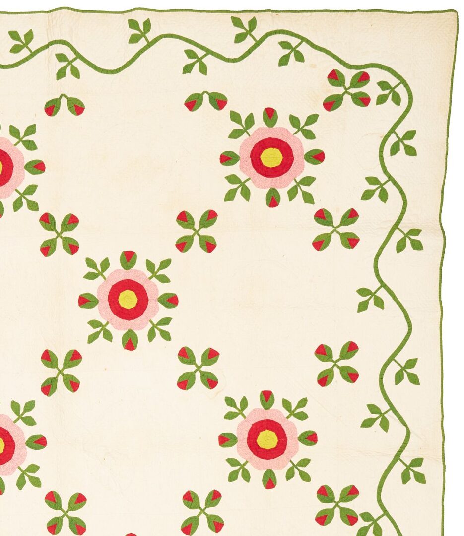 Lot 223: Antique Southern Quilt, Whig Rose c. 1860