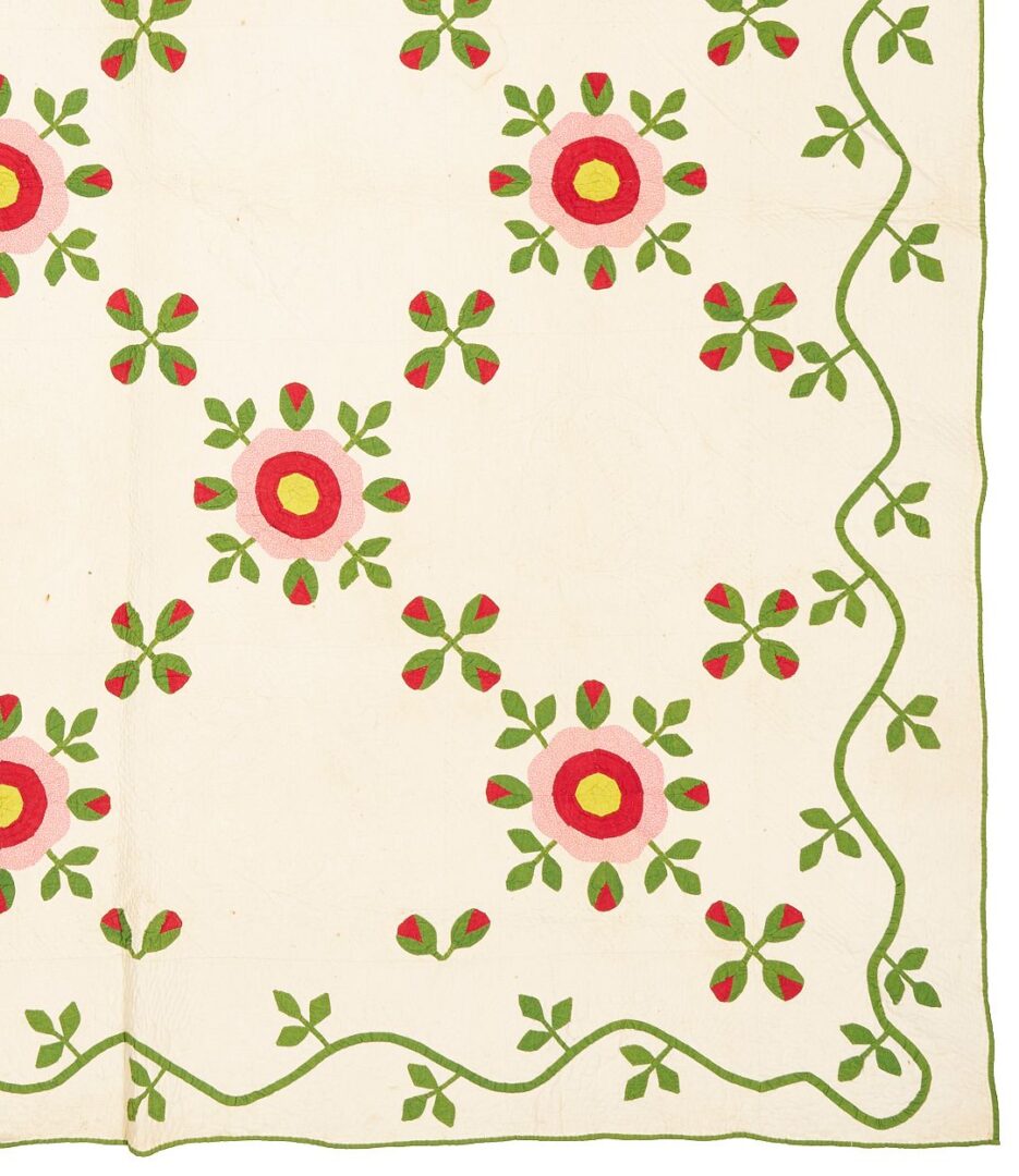 Lot 223: Antique Southern Quilt, Whig Rose c. 1860