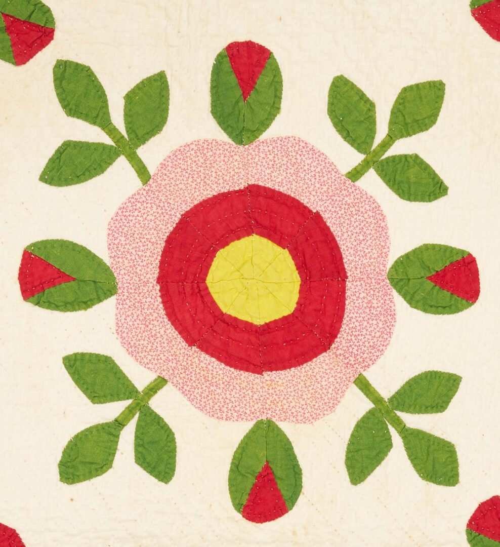 Lot 223: Antique Southern Quilt, Whig Rose c. 1860