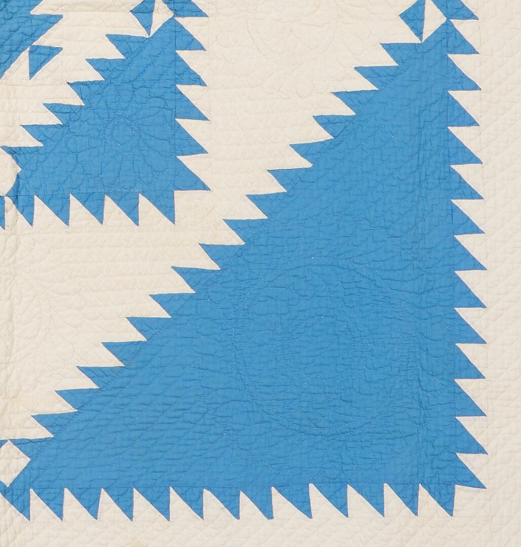 Lot 224: Sawtooth Diamond Medallion Blue & White Quilt