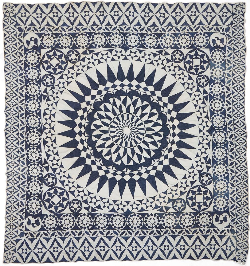 Lot 226: Exhibited Blue & White Patriotic Medallion Quilt Top