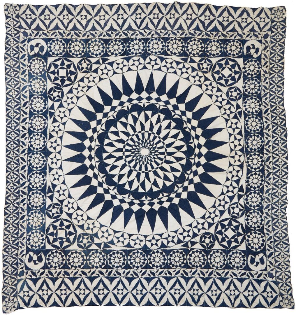 Lot 226: Exhibited Blue & White Patriotic Medallion Quilt Top